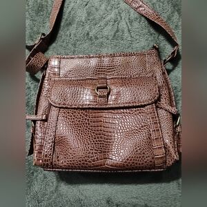 Coldwater Creek Brown Textured Crossbody Bag